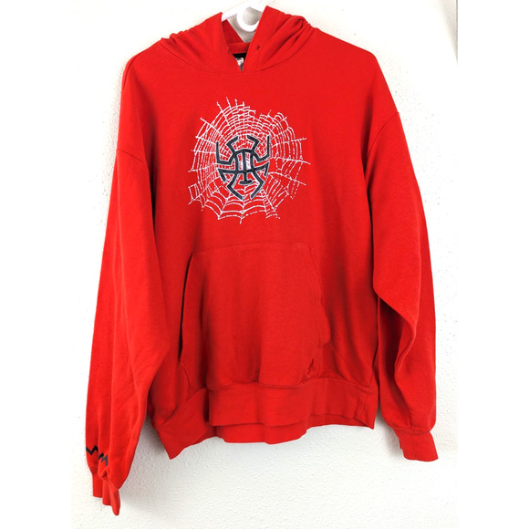 Adidas sz M men's Red Pullover Hoodie Donovan Mitchell spiderman sweatshirt 1045 - Picture 1 of 7